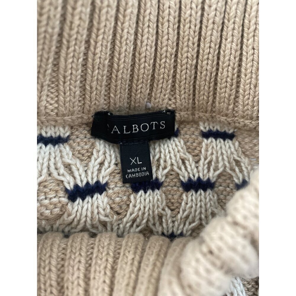 Talbots Textured Stripe Mockneck Sweater, Beige Long Sleeves Women's Size XL - Picture 10 of 11